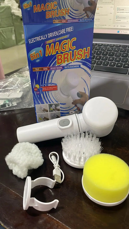 Escova Elétrica de Limpeza 5 em 1 Giratória