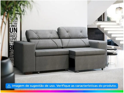 Sofá retrátil reclinável de camurça
